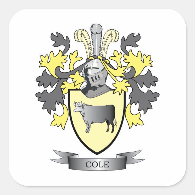 Cole Coat of Waffen Quadratischer Aufkleber (Vorderseite)