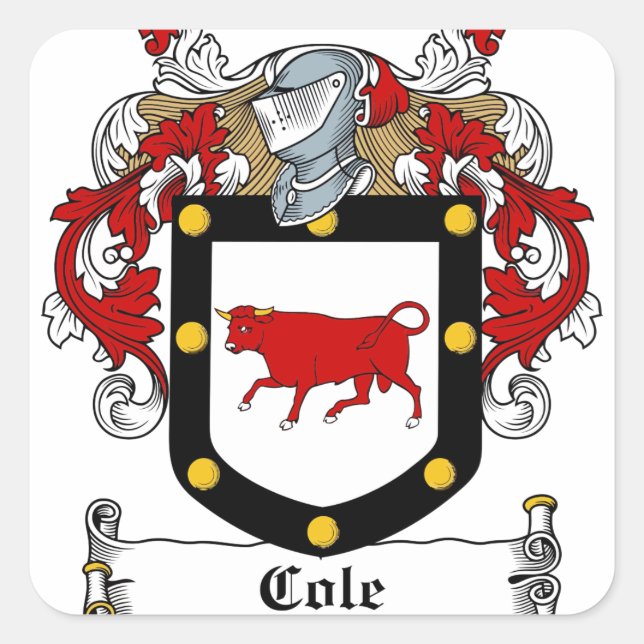 Cole-Irish-Wappen Quadratischer Aufkleber (Vorderseite)