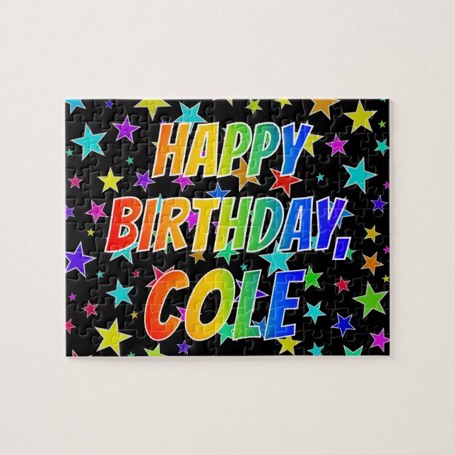 "COLE" Vorname, Spaß "GLÜCKLICHER GEBURTSTAG" (Horizontal)