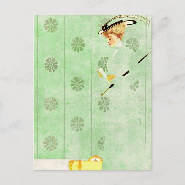 Coles Phillips "Fadeaway Girl" "Green Wallpaper" Postkarte (Vorderseite)