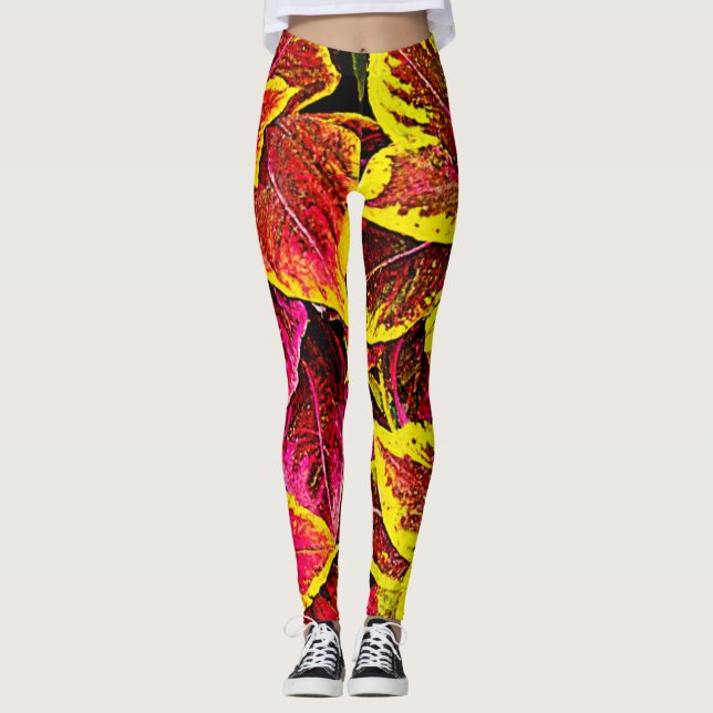 Coleus Leaf Burst Design Leggings (Vorderseite)
