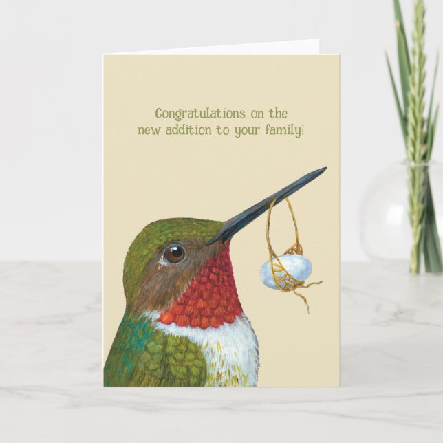 Colibri avec oeuf nouvelle carte bébé (Devant)