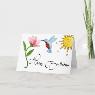 Colibri avec une carte d'anniversaire joyeuse à la