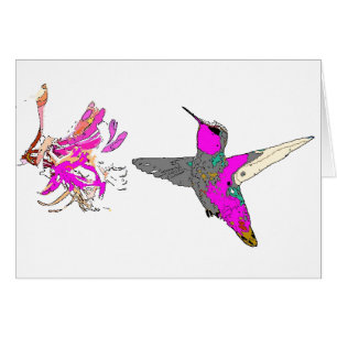 Colibri dans la carte rose