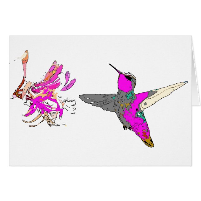 Colibri dans la carte rose (Devant horizontal)