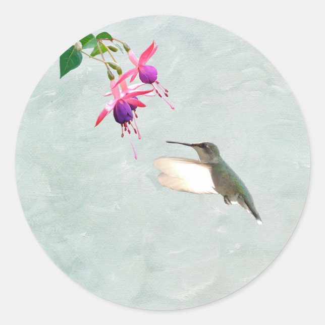 Colibri et Autocollant Fuschia (Devant)