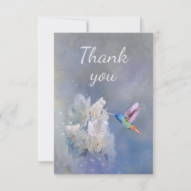 Colibri et fleur blanche de jardin Merci (Devant)