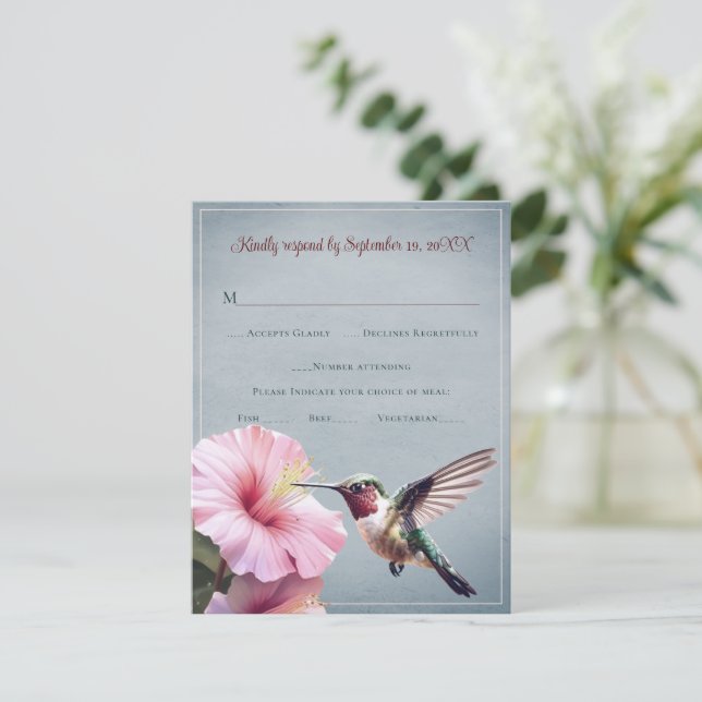 Colibri et Hibiscus | Blue Wedding RSVP (Debout devant)