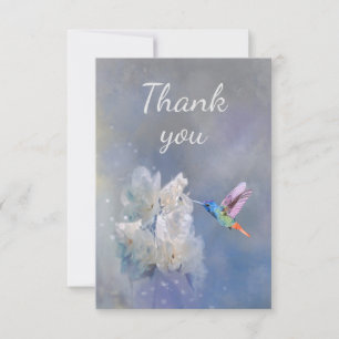 Colibri et Merci de fleurs de jardin blanc