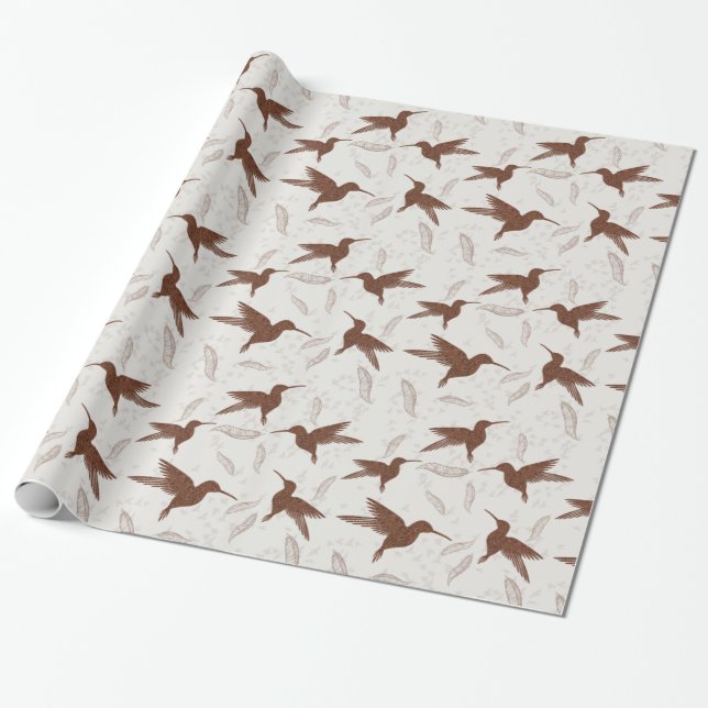 Colibri-Goldmuster Geschenkpapier (Ungerollt)