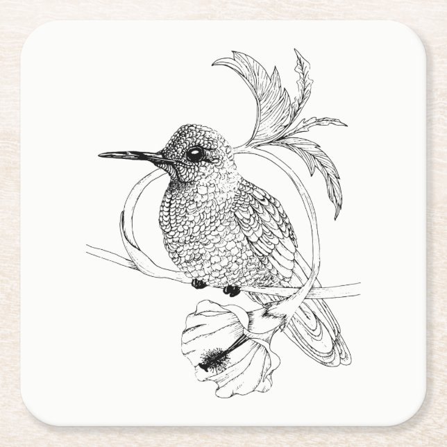 Colibri Illustration-Untersetzer Rechteckiger Pappuntersetzer (Vorderseite)