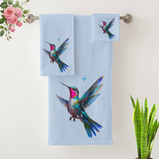 Colibri magnifique sur fond bleu clair