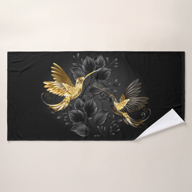 Colibri noir et or (Serviette de bain)