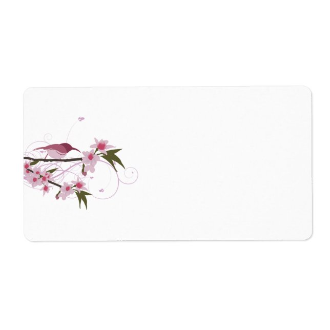 Colibri rose et fleurs Étiquettes de livraison (Devant)