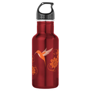 Colibri und Blumen Edelstahlflasche