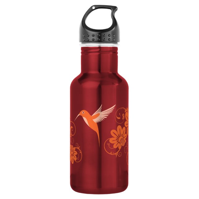 Colibri und Blumen Edelstahlflasche (Vorderseite)