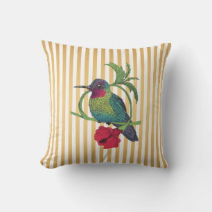 Colibri-Vogel-Goldstreifen-Wurfkissen Kissen