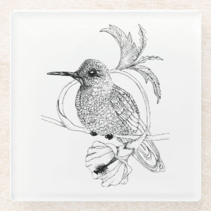 Colibri Vogel-Illustrations-Glas-Untersetzer Glasuntersetzer