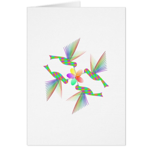 Colibris Arc-En-Ciel Embrasser Une Fleur (Devant)