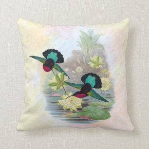 Colibris et coussin d'intérieur 16x16 de nénupha