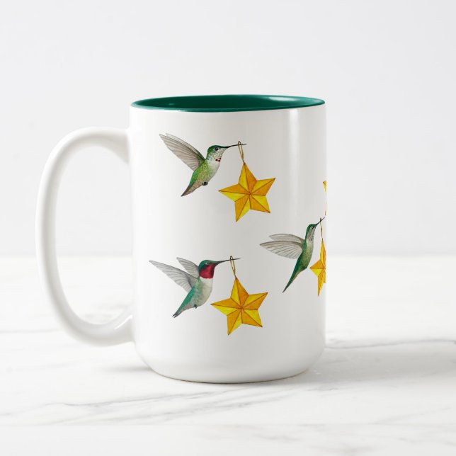 Colibris et étoiles Mug à café à deux tons (Gauche)