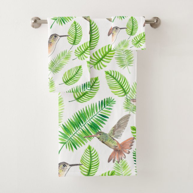 Colibris et feuilles tropicaux (En situation)