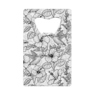 Colibris et fleurs d'hibiscus b&w