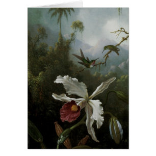 Colibris et orchidée blanche par Martin J. Heade