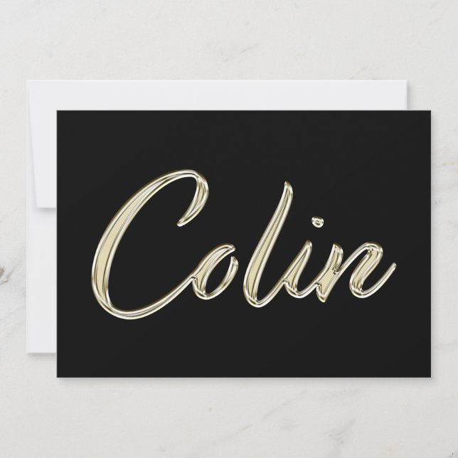 Colin Name white gold Handwriting Karte (Vorderseite)