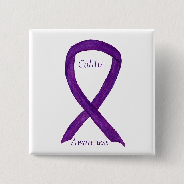 Colitis Awareness Lila Ribbon Custom Button (Vorderseite)