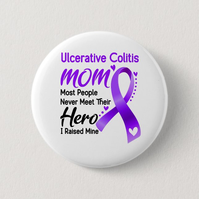 Colitis Awareness Month Ribbon Geschenke Button (Vorderseite)