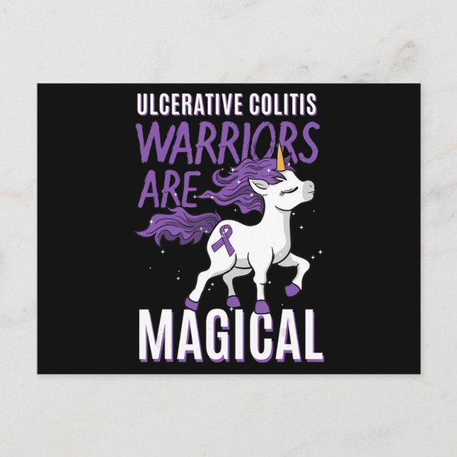 Colitis-Bewusstsein IBD Unicorn Lila Ri Postkarte (Vorderseite)