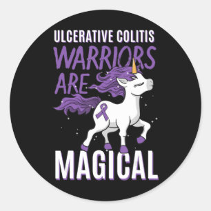 Colitis-Bewusstsein IBD Unicorn Lila Ri Runder Aufkleber