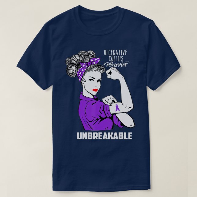 Colitis Warrior Unzerbrechlich Bewusstsein T-Shirt (Design vorne)