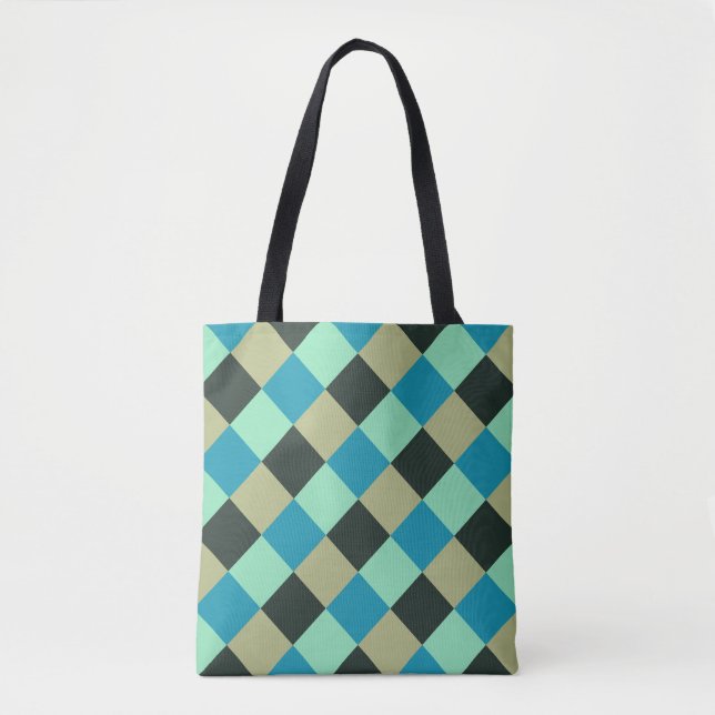 Colive Olive Aquamarin Green Blue Aqua Kariert Tasche (Vorderseite)
