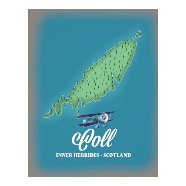 Coll Inner Hebrides Scotland Landkarte Fotodruck (Vorne)