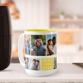 Collage 10 Photos Best Dad Ever, Funny Mug For Dad Zweifarbige Tasse