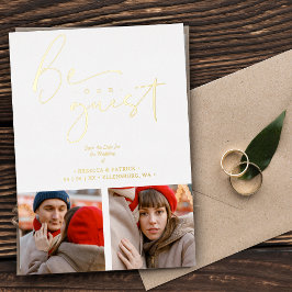 Collage 2 Fotos sind unsere romantische Hochzeit Folieneinladung