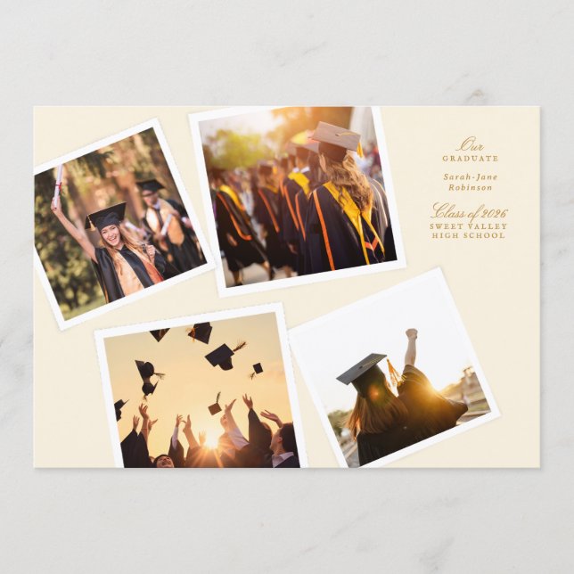 collage 4 photo frame elegant our graduate school ankündigung (Vorderseite)