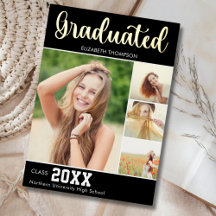 Collage 4 Photos Modern Script Graduation