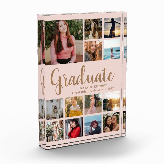 Collage Abschluss Pink Gold Foto Block (Links)
