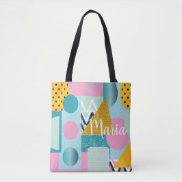 Collage Abstrakte 90er Jahre Pink Aqua Tasche