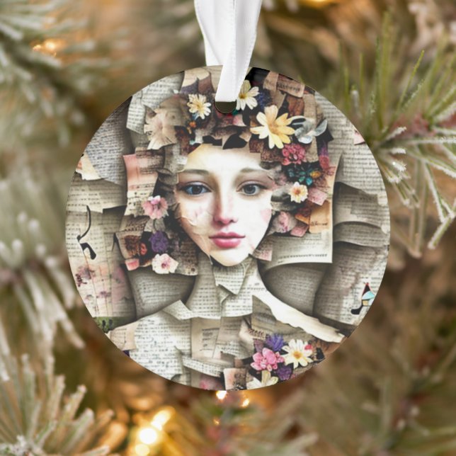 Collage Art | Ein Hübsches Mädchen aus Buchseiten Ornament (Baum)