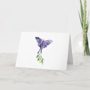 Collage Art Insektenkunst BUTTERFLY XMAS LIGHTS Karte