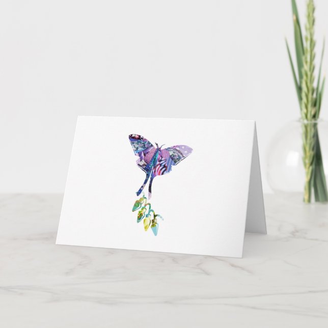 Collage Art Insektenkunst BUTTERFLY XMAS LIGHTS Karte (Vorderseite)