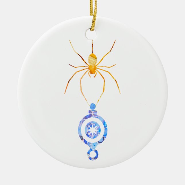 Collage Art Insektenkunst SPIDER mit XMAS ORNAMENT (Vorne)