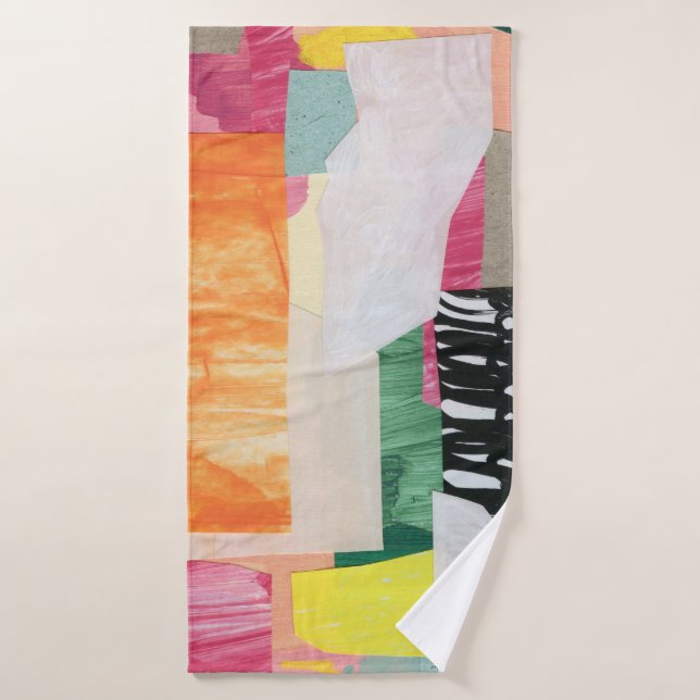 Collage Art, modern bunt abstrakt. Badehandtuch (Badehandtuch)