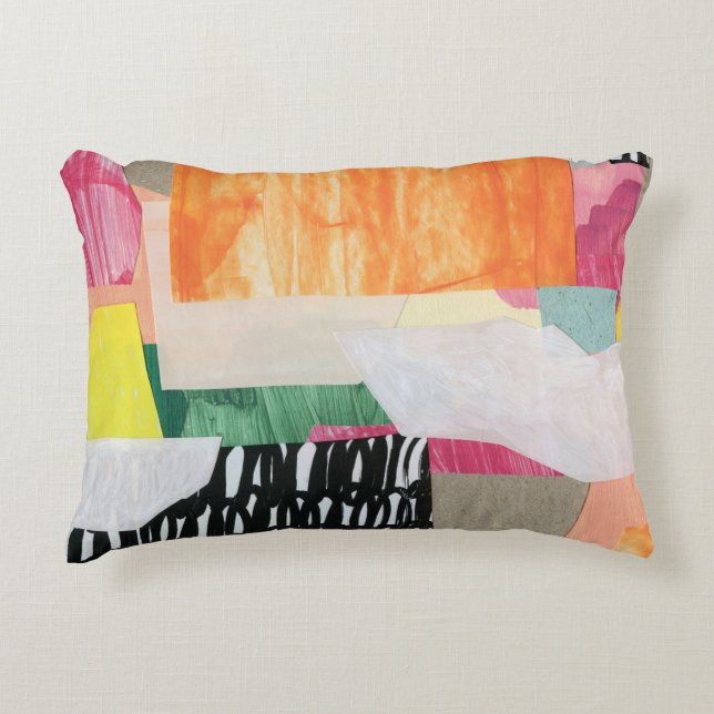 Collage Art, modern bunt abstrakt. Dekokissen (Vorderseite)