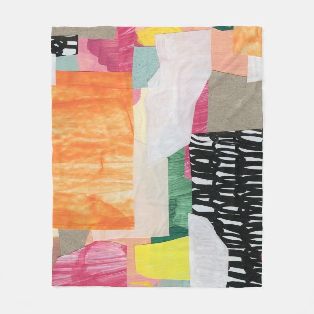 Collage Art, modern bunt abstrakt. Fleecedecke (Vorderseite)