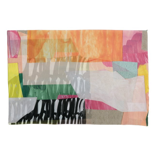 Collage Art, modern bunt abstrakt. Kissenbezug (Vorderseite)